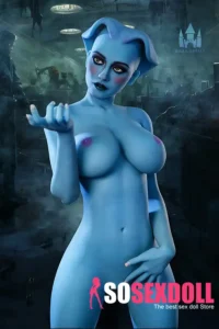 170cm 5ft5 TPE Fantasy Blue Skin Huge Boobs Slim Waist Nurse Sex Doll #A14 Head