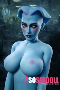 170cm 5ft5 TPE Fantasy Blue Skin Huge Boobs Slim Waist Nurse Sex Doll #A14 Head