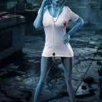 170 cm, 5 stóp i 5 cali, TPE, Fantazja, Niebieska skóra, Ogromne cycki, Szczupła talia, Pielęgniarka, Lalka erotyczna #A14 Głowa