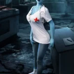 170 cm, 5 stóp i 5 cali, TPE, Fantazja, Niebieska skóra, Ogromne cycki, Szczupła talia, Pielęgniarka, Lalka erotyczna #A14 Głowa