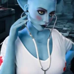 170 cm, 5 stóp i 5 cali, TPE, Fantazja, Niebieska skóra, Ogromne cycki, Szczupła talia, Pielęgniarka, Lalka erotyczna #A14 Głowa