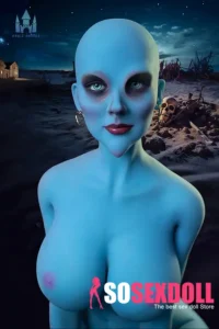 170cm 5ft5 TPE Blue Skull G Cup Bust Gaunt Figure Sex Doll #A12 Head