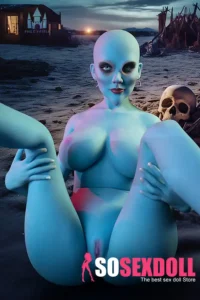 170cm 5ft5 TPE Blue Skull G Cup Bust Gaunt Figure Sex Doll #A12 Head