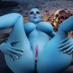 170 cm, 5 stóp i 5 cali, TPE, niebieska czaszka, miseczka G, biust, chuda lalka erotyczna #A12, głowa