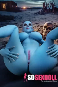 170cm 5ft5 TPE Blue Skull G Cup Bust Gaunt Figure Sex Doll #A12 Head
