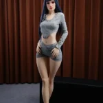 170cm 5ft5 TPE Dada Kecil Mungil Boneka Seks Rambut Biru #DC49 Kepala