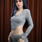 170cm 5ft5 TPE Dada Kecil Mungil Boneka Seks Rambut Biru #DC49 Kepala