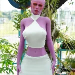 170cm 5ft5 TPE Purple Skin Alien Themed Ample Bosom Tiny Body Sex Doll #A1 Head
