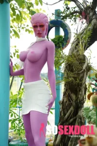 170cm 5ft5 TPE Purple Skin Alien Themed Ample Bosom Tiny Body Sex Doll #A1 Head 
