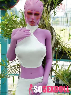 170cm 5ft5 TPE Purple Skin Alien Themed Ample Bosom Tiny Body Sex Doll #A1 Head