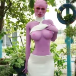 170cm 5ft5 TPE Purple Skin Alien Themed Ample Bosom Tiny Body Sex Doll #A1 Head