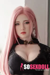 170cm 5ft6 Pink Hair Lace Black Dress Sex Dolls True Life Dolls Video Game Sex Dolls