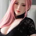 170cm 5ft6 Pink Hair Lace Black Dress Sex Dolls True Life Dolls Video Game Sex Dolls