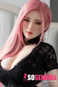 170cm 5ft6 Pink Hair Lace Black Dress Sex Dolls True Life Dolls Video Game Sex Dolls