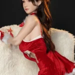 170cm 5ft6 Red Dress Long Hair Stocking Sex Dolls Life Dolls Big Breast Lovers