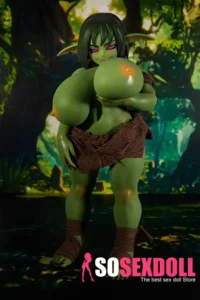72cm 2ft4 Silicone Forest Elf Green Skin Huge Breasts Sex Doll
