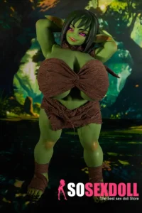72cm 2ft4 Silicone Forest Elf Green Skin Huge Breasts Sex Doll