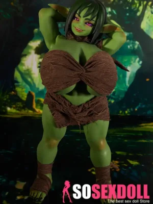 72cm 2ft4 Silicone Forest Elf Green Skin Huge Breasts Sex Doll