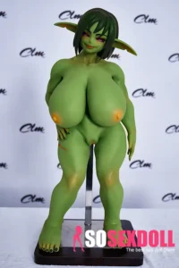 72cm 2ft4 Silicone Forest Elf Green Skin Huge Breasts Sex Doll