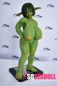 72cm 2ft4 Silicone Forest Elf Green Skin Huge Breasts Sex Doll