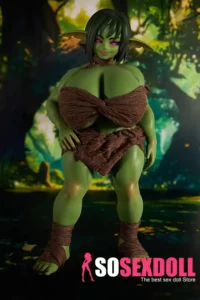 72cm 2ft4 Silicone Forest Elf Green Skin Huge Breasts Sex Doll