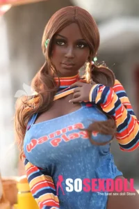 157cm 5ft2 Silicone Massive Boobs Sexy Lips Ebony Sex Doll #LD013 Head