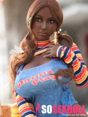 157cm 5ft2 Silicone Massive Boobs Sexy Lips Ebony Sex Doll #LD013 Head