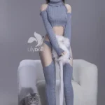 158cm 5ft2 Silicone B Cup Chest Slim Body Darked Hair Sex Doll #LD019 Head