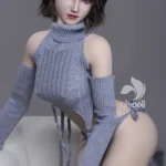 158cm 5ft2 Silicone B Cup Chest Slim Body Darked Hair Sex Doll #LD019 Head