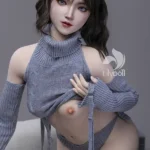 158cm 5ft2 Silicone B Cup Chest Slim Body Darked Hair Sex Doll #LD019 Head