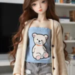 Mini Cute Brunette Sex Doll in Casual Outfit