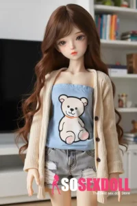 Mini Cute Brunette Sex Doll in Casual Outfit