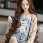 Mini boneca sexual morena fofa em traje casual