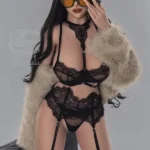 157cm 5ft2 Black Lace Lingerie Sexy Sex Dolls TPE Realistic Sex Dolls H Cup