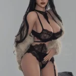 157cm 5ft2 Black Lace Lingerie Sexy Sex Dolls TPE Realistic Sex Dolls H Cup