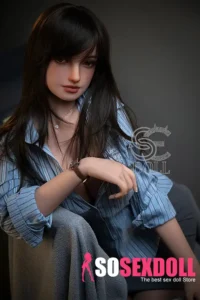 157cm 5ft2 Workplace Striped Shirt Sexy Sex Dolls TPE Realistic Sex Dolls H Cup