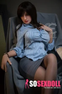 157cm 5ft2 Workplace Striped Shirt Sexy Sex Dolls TPE Realistic Sex Dolls H Cup