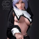 158cm 5ft2 Black Maid Outfit Sexy Sex Dolls Premium TPE Companion Dolls D Cup