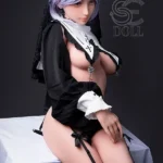 158cm 5ft2 Black Maid Outfit Sexy Sex Dolls Premium TPE Companion Dolls D Cup