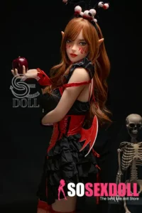 158cm 5ft2 Gothic Devil Fantasy Sex Dolls Red Corset Sexy Love Dolls D Cup
