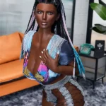 Exotic Ebony Curvy Babe Silicone Sex Doll