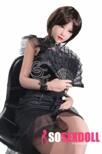 161cm 5ft3 Black Mesh Dress Sexy Sex Dolls Elegant Realistic TPE Dolls F Cup