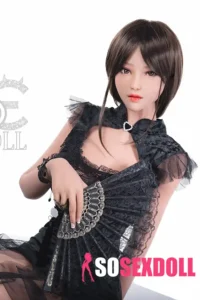 161cm 5ft3 Black Mesh Dress Sexy Sex Dolls Elegant Realistic TPE Dolls F Cup