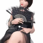 161cm 5ft3 Black Mesh Dress Sexy Sex Dolls Elegant Realistic TPE Dolls F Cup