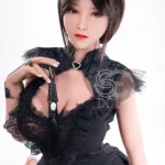 161cm 5ft3 Black Mesh Dress Sexy Sex Dolls Elegant Realistic TPE Dolls F Cup
