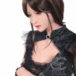 161cm 5ft3 Black Mesh Dress Sexy Sex Dolls Elegant Realistic TPE Dolls F Cup