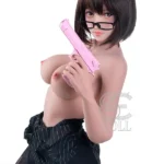 161cm 5ft3 Black Striped Dress Sexy Sex Dolls Realistic Brunette Fantasy Dolls F Cup