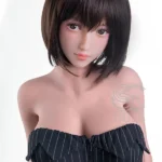 161cm 5ft3 Black Striped Dress Sexy Sex Dolls Realistic Brunette Fantasy Dolls F Cup