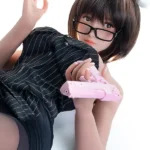 161cm 5ft3 Black Striped Dress Sexy Sex Dolls Realistic Brunette Fantasy Dolls F Cup