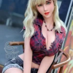 161cm 5ft3 Blonde Curly Hair Sexy Dolls Plaid Shirt Mini Skirt Dolls F Cup